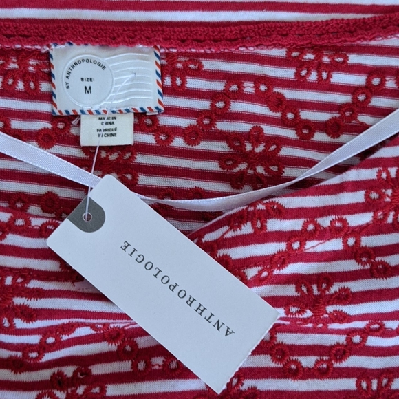 NWT Anthropologie  Cotton Embroidered floral Top Medium - Picture 7 of 10